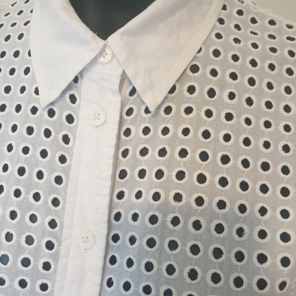 'EQUIPMENT' FRANCE BRODERIE ANGLAISE COTTON SHIRT SZ S/P EU - Picture 2 of 4